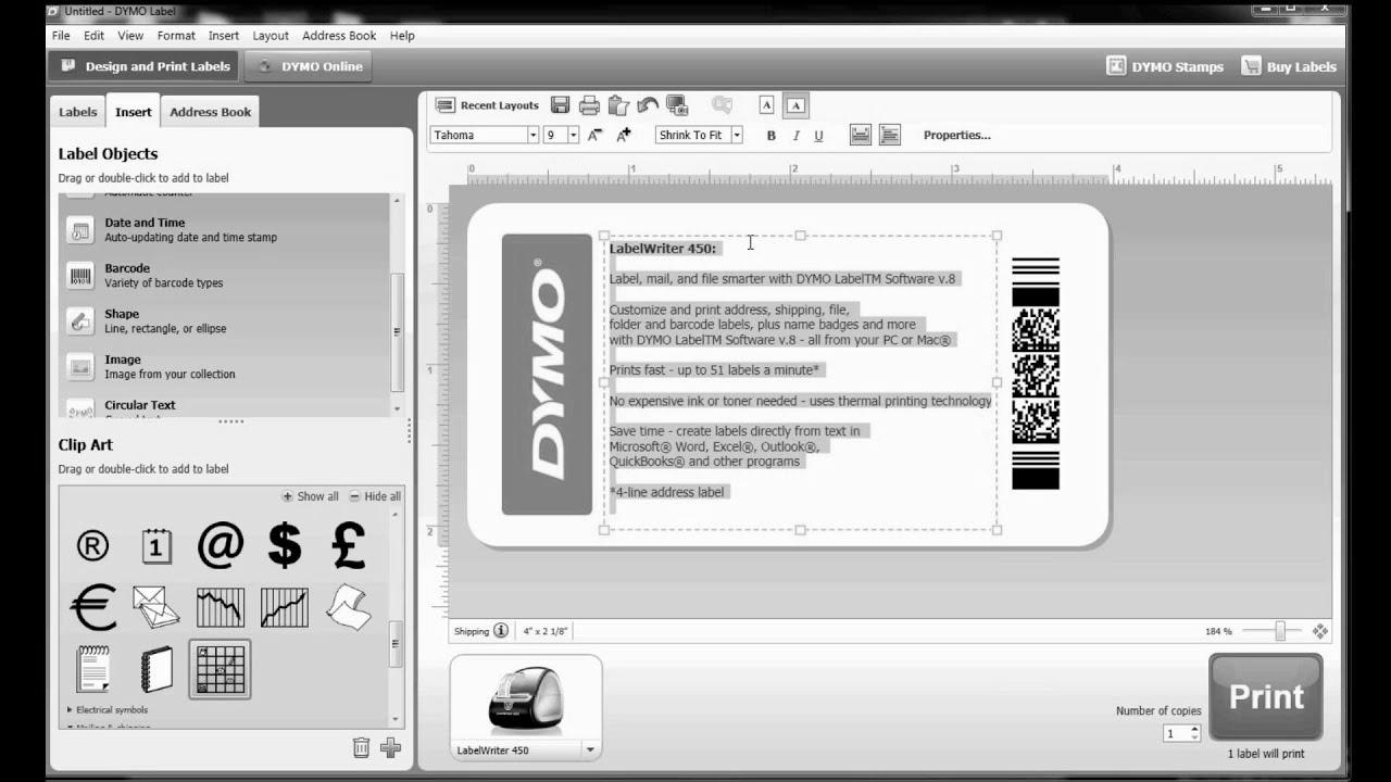 The way to construct your own label template in DYMO Label Software?